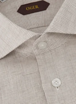 OGÉR Micro-Check Shirt Van Linnen Beige Fashion