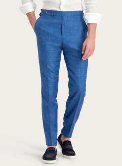 OGÉR Pantalon Van Wol, Zijde En Linnen Blauw Hot
