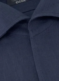 Finamore Regular-Fit Shirt Van Linnen Blue Navy Cheap