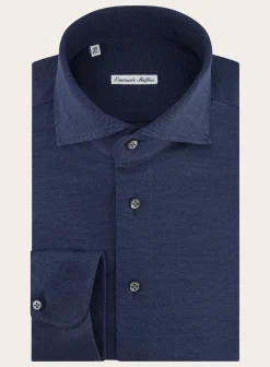 Emanuele Maffeis Regular-Fit Stretch Pique Overhemd Outlet