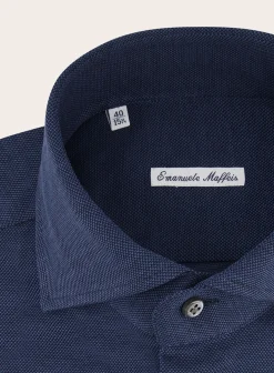 Emanuele Maffeis Regular-Fit Stretch Pique Overhemd Outlet