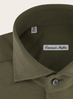 Emanuele Maffeis Regular-Fit Stretch Pique Overhemd Outlet