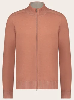 Fioroni Ritsvest Met Opstaande Kraag Van Cashmere Oranje Clearance