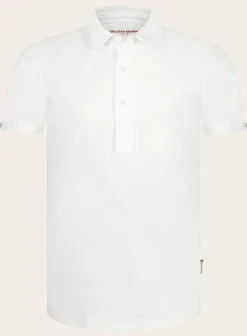 Orlebar Brown Sebastian Polo Van Katoen En Zijde Wit Fashion