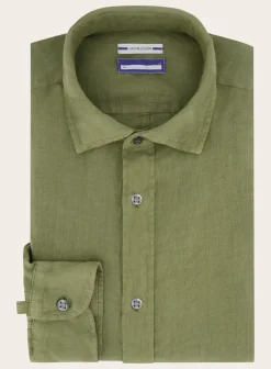 Jacob Cohën Shirt Van Linnen Groen Outlet