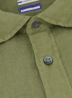 Jacob Cohën Shirt Van Linnen Groen Outlet