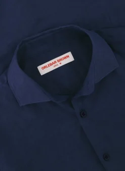 ORLEBAR BROWN Shirt Van Linnen Blue Navy Sale
