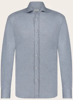 Brunello Cucinelli Shirt Van Linnen En Katoen L.Blauw Best