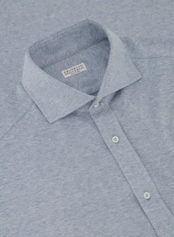 Brunello Cucinelli Shirt Van Linnen En Katoen L.Blauw Best