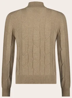 Fioroni Slim-Fit Half-Zip Trui Met Kabelpatroon Van Wol En Cashmere Camel Discount