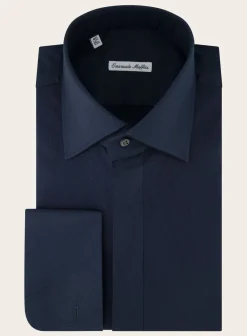 Emanuele Maffeis Smoking Overhemd Blue Navy Cheap