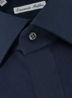 Emanuele Maffeis Smoking Overhemd Blue Navy Cheap