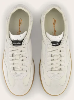 Santoni Sneaker Van Leer Wit Fashion