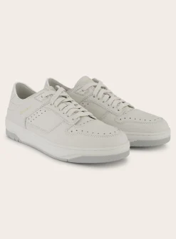 Santoni Sneakers Van Leer Wit Cheap