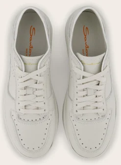 Santoni Sneakers Van Leer Wit Cheap