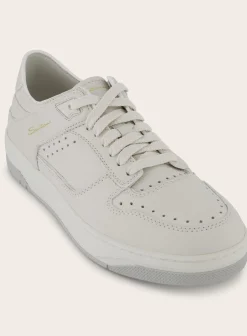 Santoni Sneakers Van Leer Wit Cheap