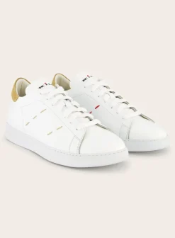 Kiton Sneakers Van Leer Wit Clearance