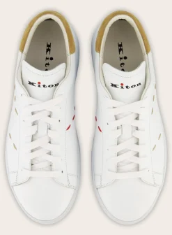 Kiton Sneakers Van Leer Wit Clearance