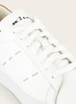 Kiton Sneakers Van Leer Wit Clearance