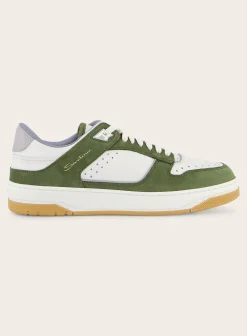 Santoni Sneakers Van Leer Groen Clearance
