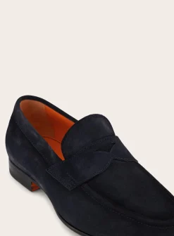 Santoni Suede Carlos Penny Loafers Cheap