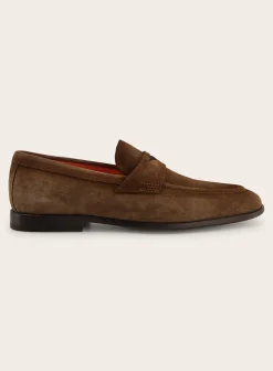 Santoni Suede Carlos Penny Loafers Cheap