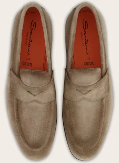Santoni Suede Carlos Penny Loafers Cheap
