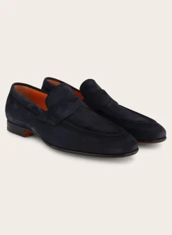 Santoni Suede Carlos Penny Loafers Cheap