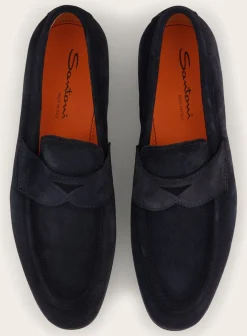 Santoni Suede Carlos Penny Loafers Cheap