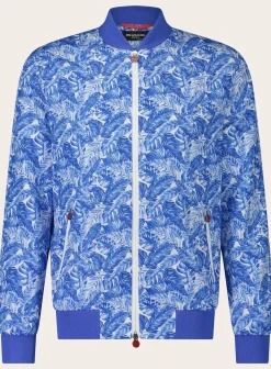 Kiton Windbestendige Bomberjack Met Print Blauw Sale