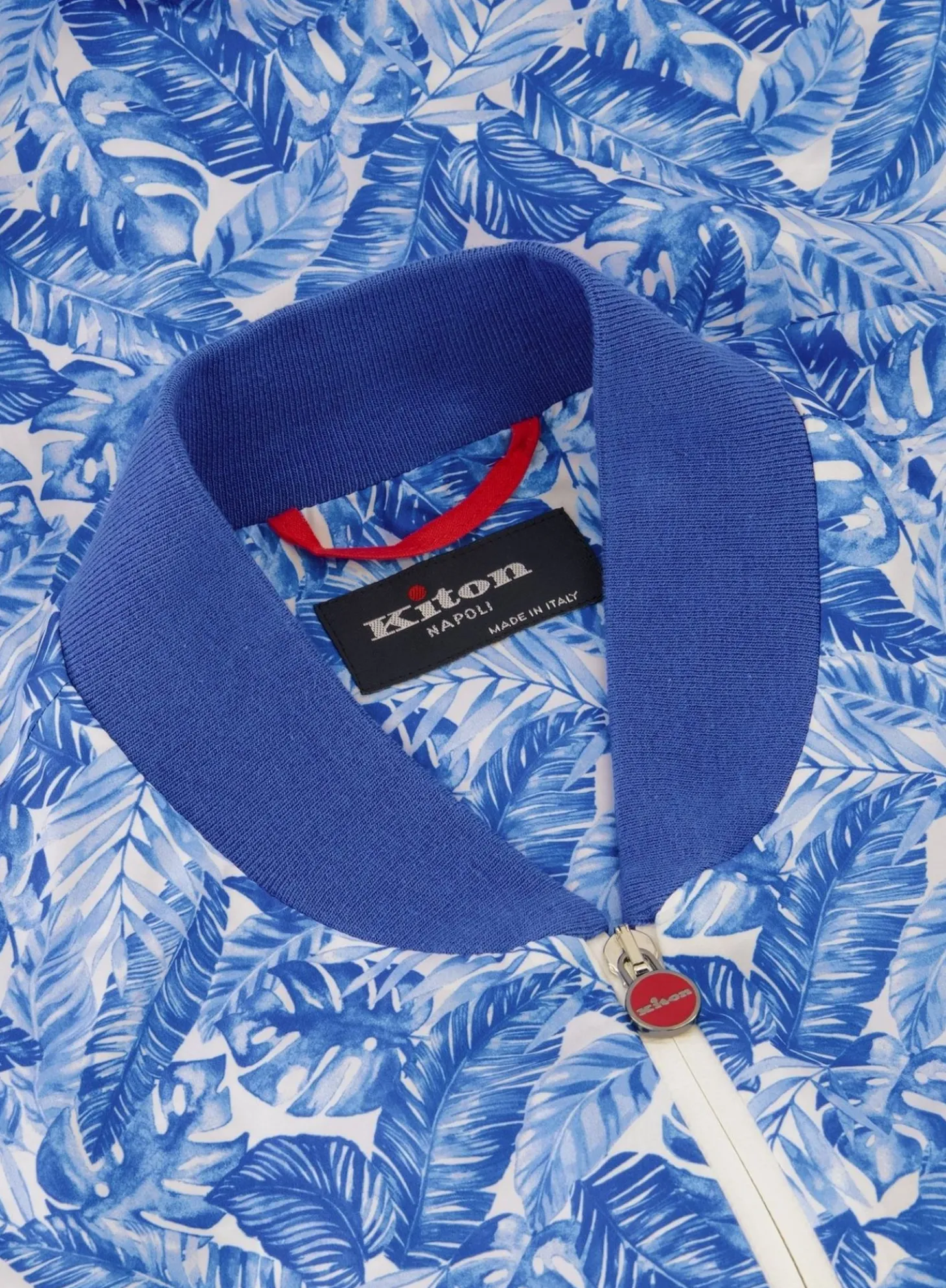 Kiton Windbestendige Bomberjack Met Print Blauw Sale