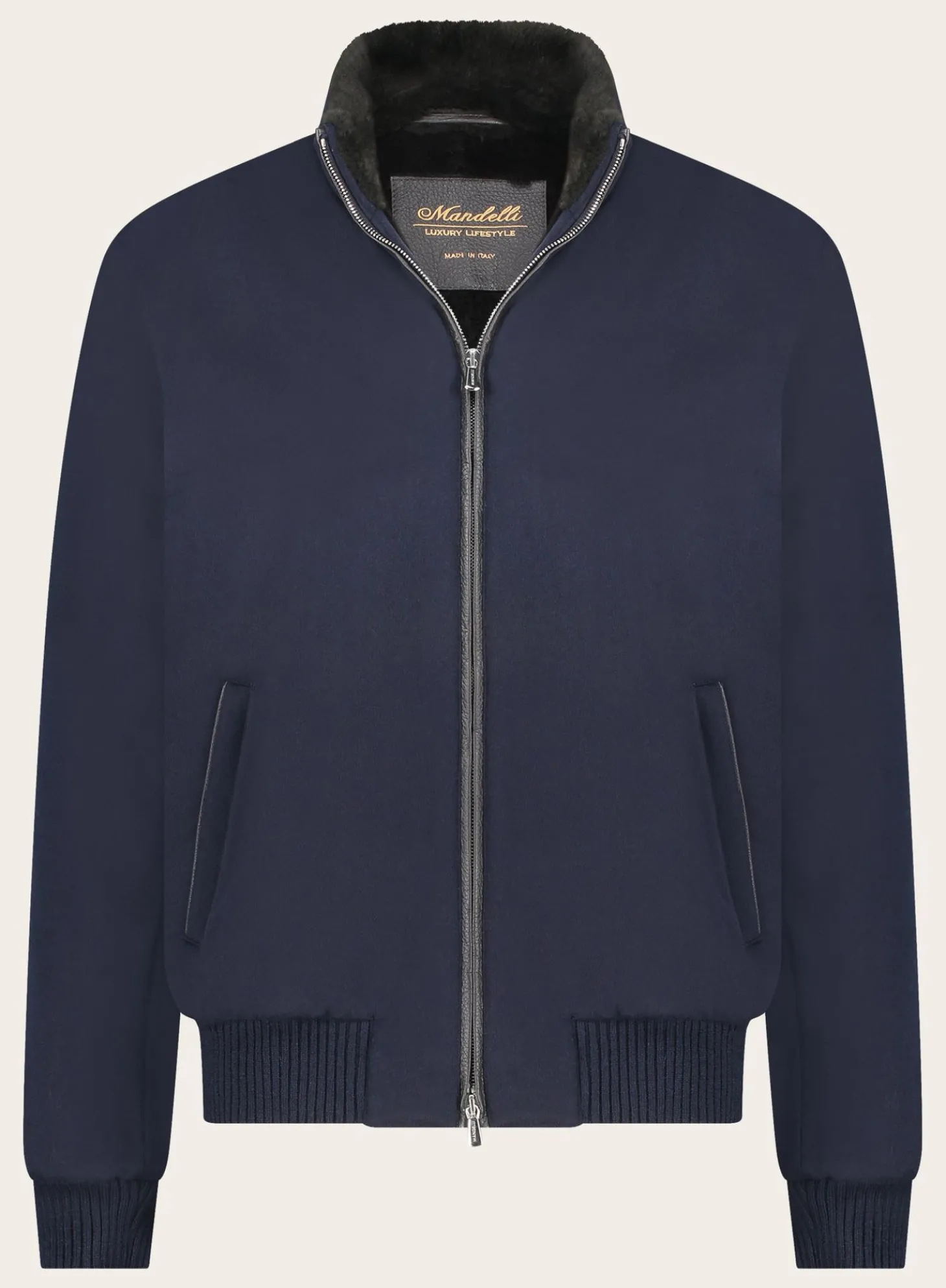 Mandelli Wollen-Cashmere Bomberjack Blue Navy Sale